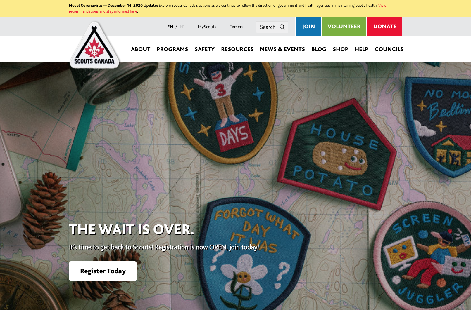 Main Scouts Canada website